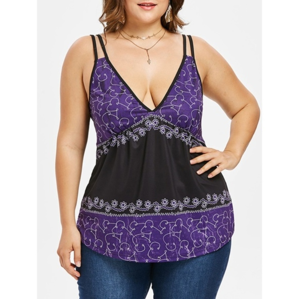 🎀Plunging Neck Tank Top - Purple Iris 🎀